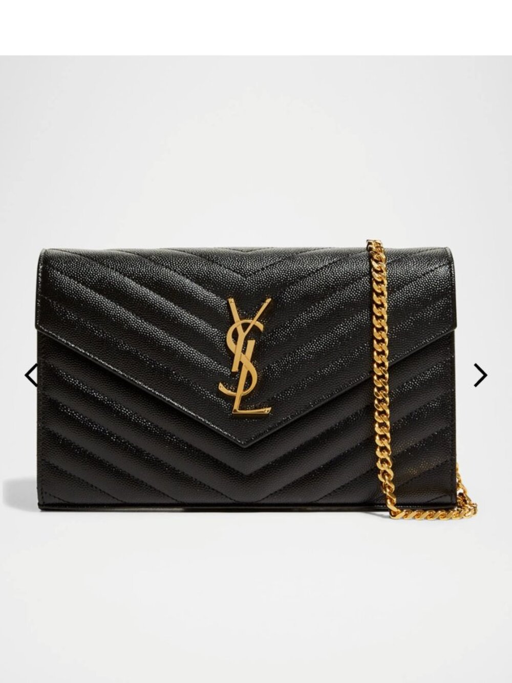 YSL Monogram Large Wallet on Chain in Grained Leather